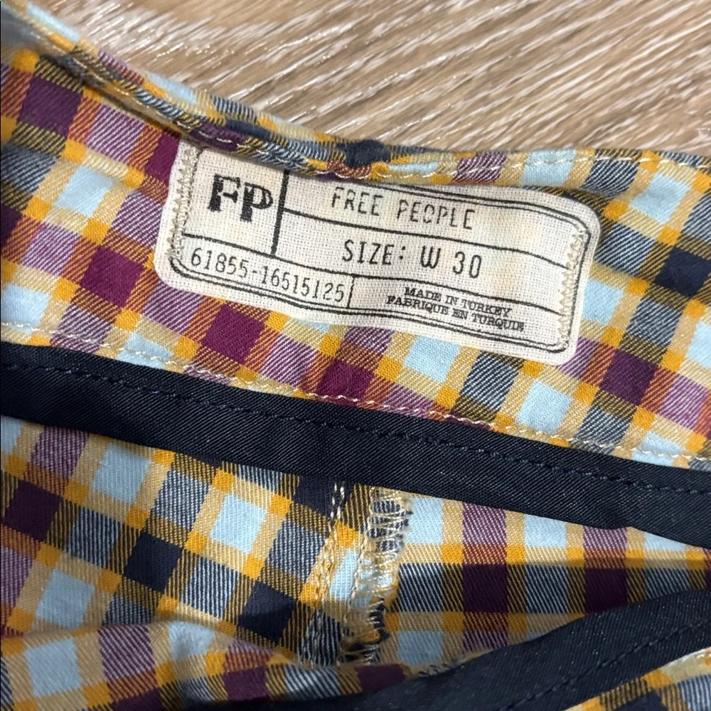 Free People Checked pants in Yellow, Light Blue & Burgundy